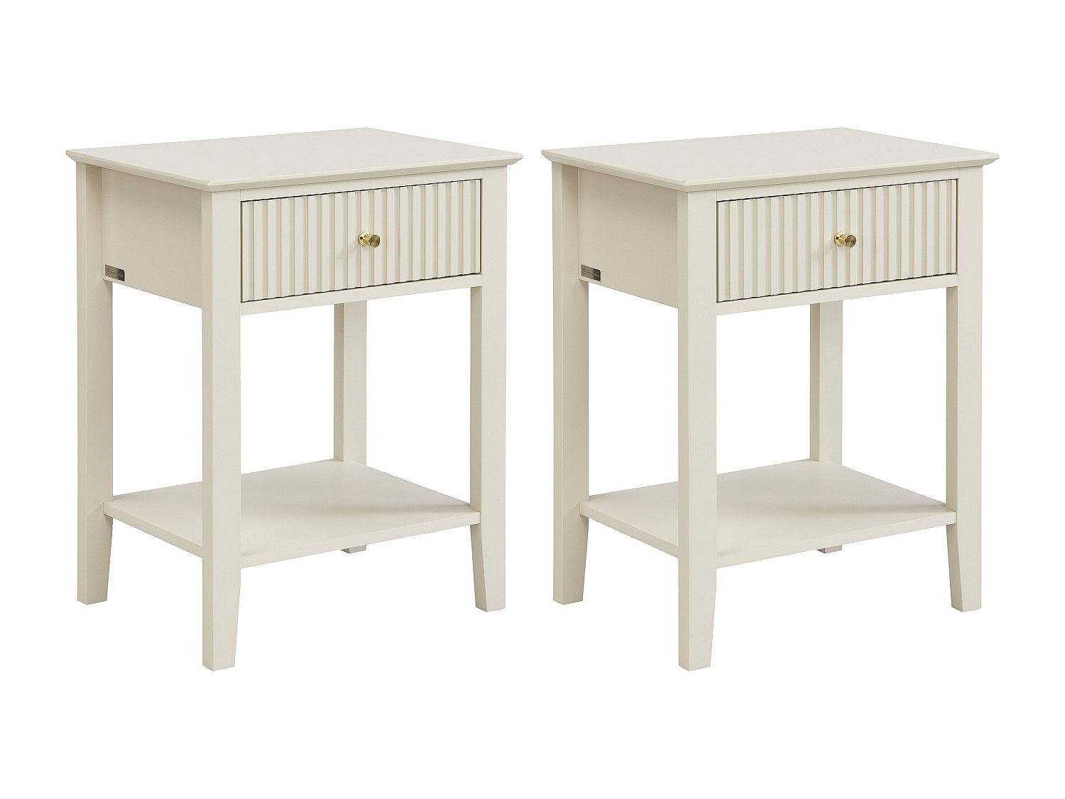 Nachttisch 2er-Set 1 Schublade & 1 Ablage – MDF – Beige – NIRIVA günstig online kaufen