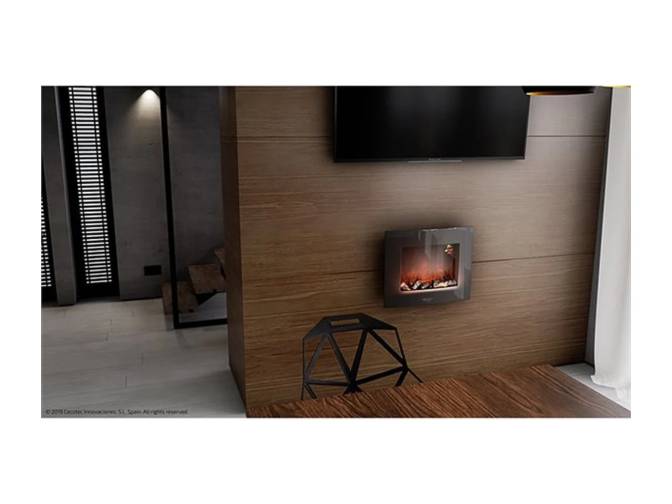 Chimenea eléctrica decorativa de pared Ready Warm 2600 Curved Flames