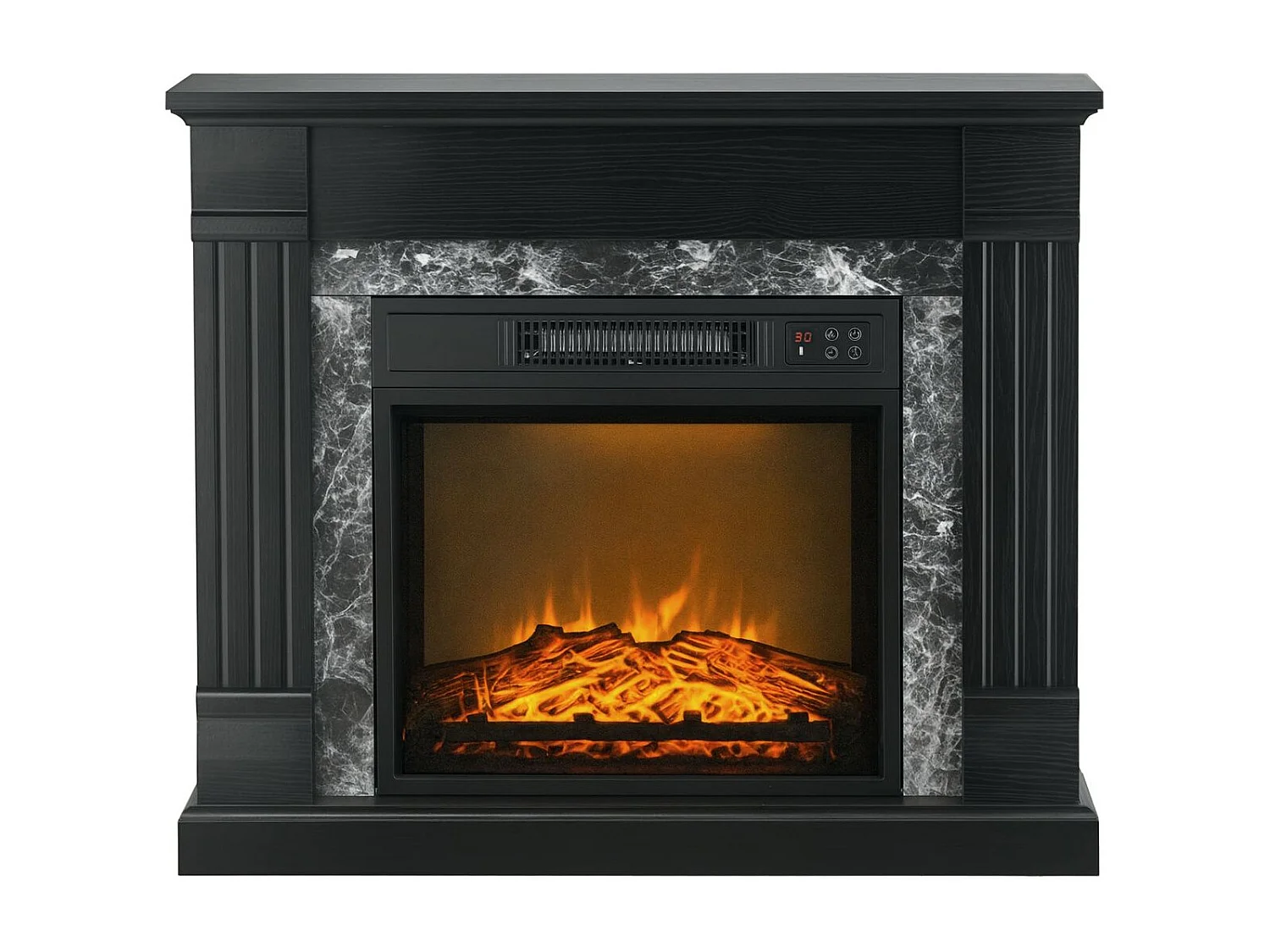 Chimenea eléctrica Homcom 1800W llama 3D negro 67,8x80x21,6 cm