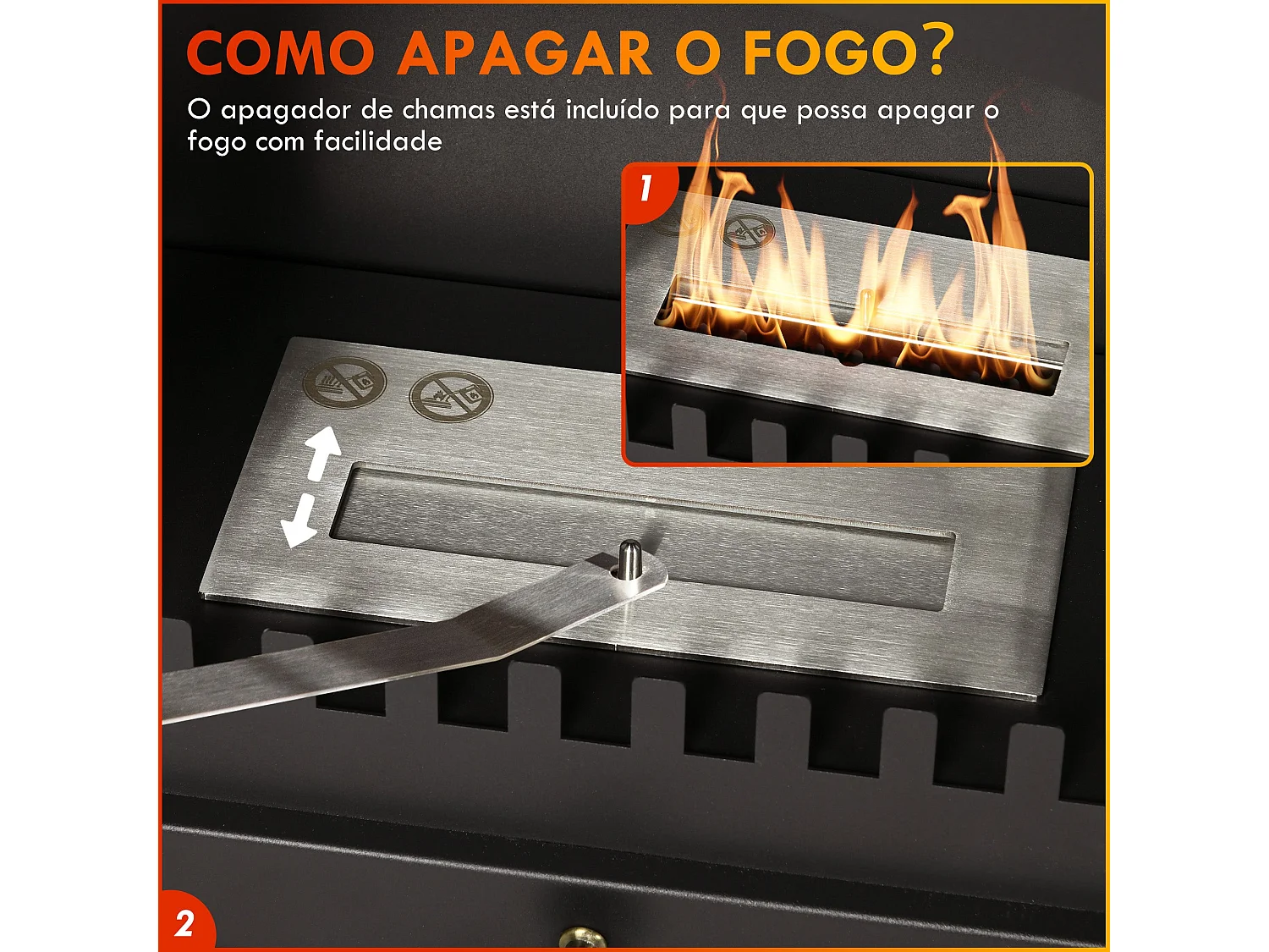 Chimenea de bioetanol Homcom 7000 BTU/h 0,9L negro 54x45x28 cm