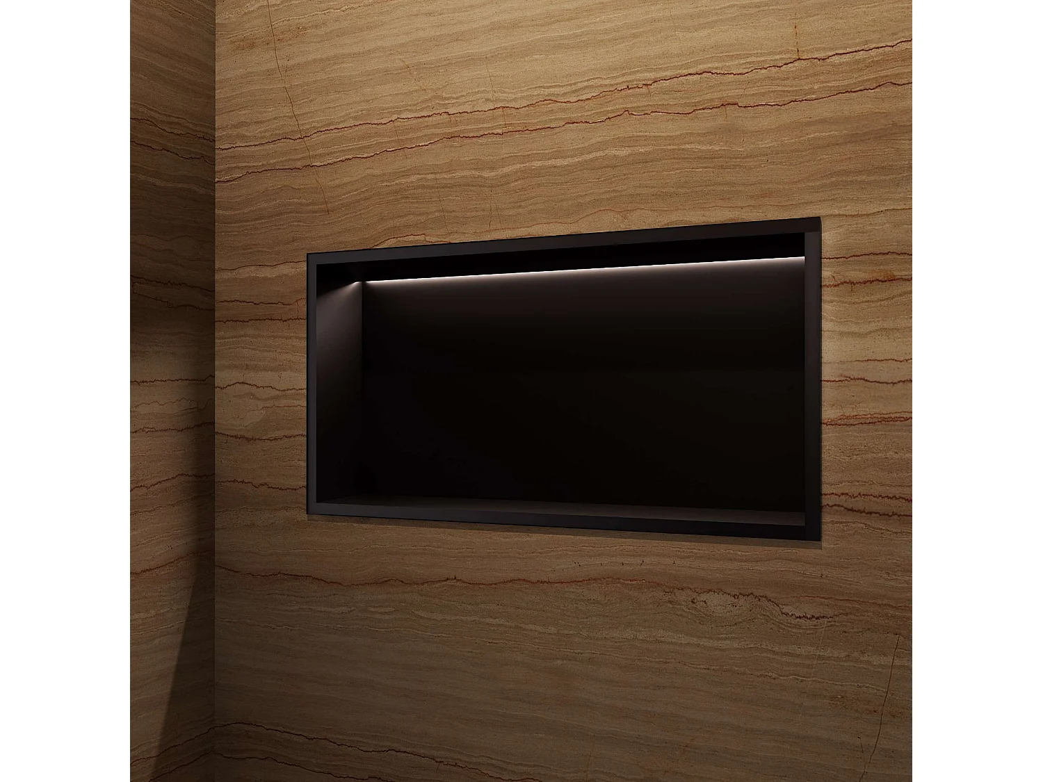 Niche de Douche Mural Éclairage Led 63 x 33 cm - Rangement Salle de Bain en finition Noir Mat - OCEANIC