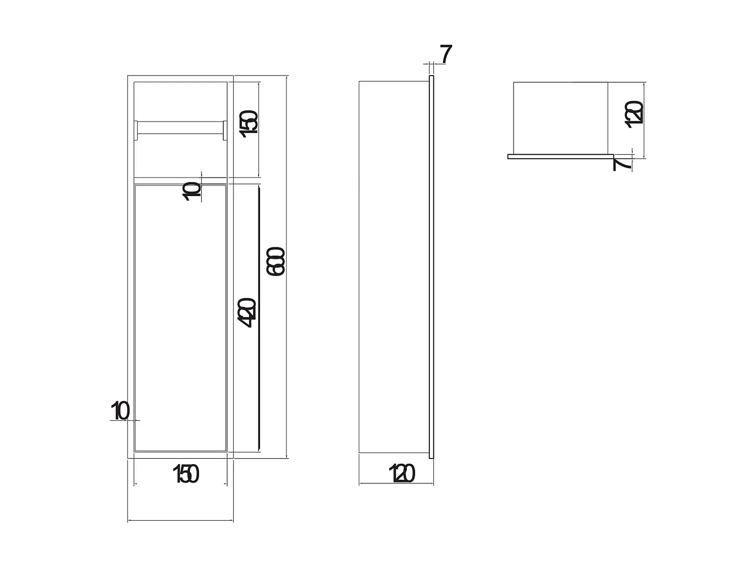 Niche de WC 17 x 60 cm - Rangement Mural Encastrable en finition Cuivré - EGEAN