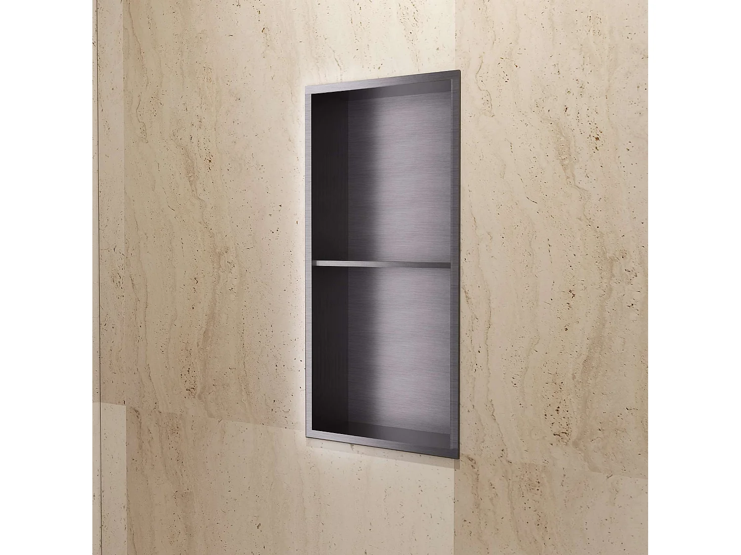 Niche de Douche Mural 33 x 63 cm - Rangement Salle de Bain en finition Noir Métal - ARTIC