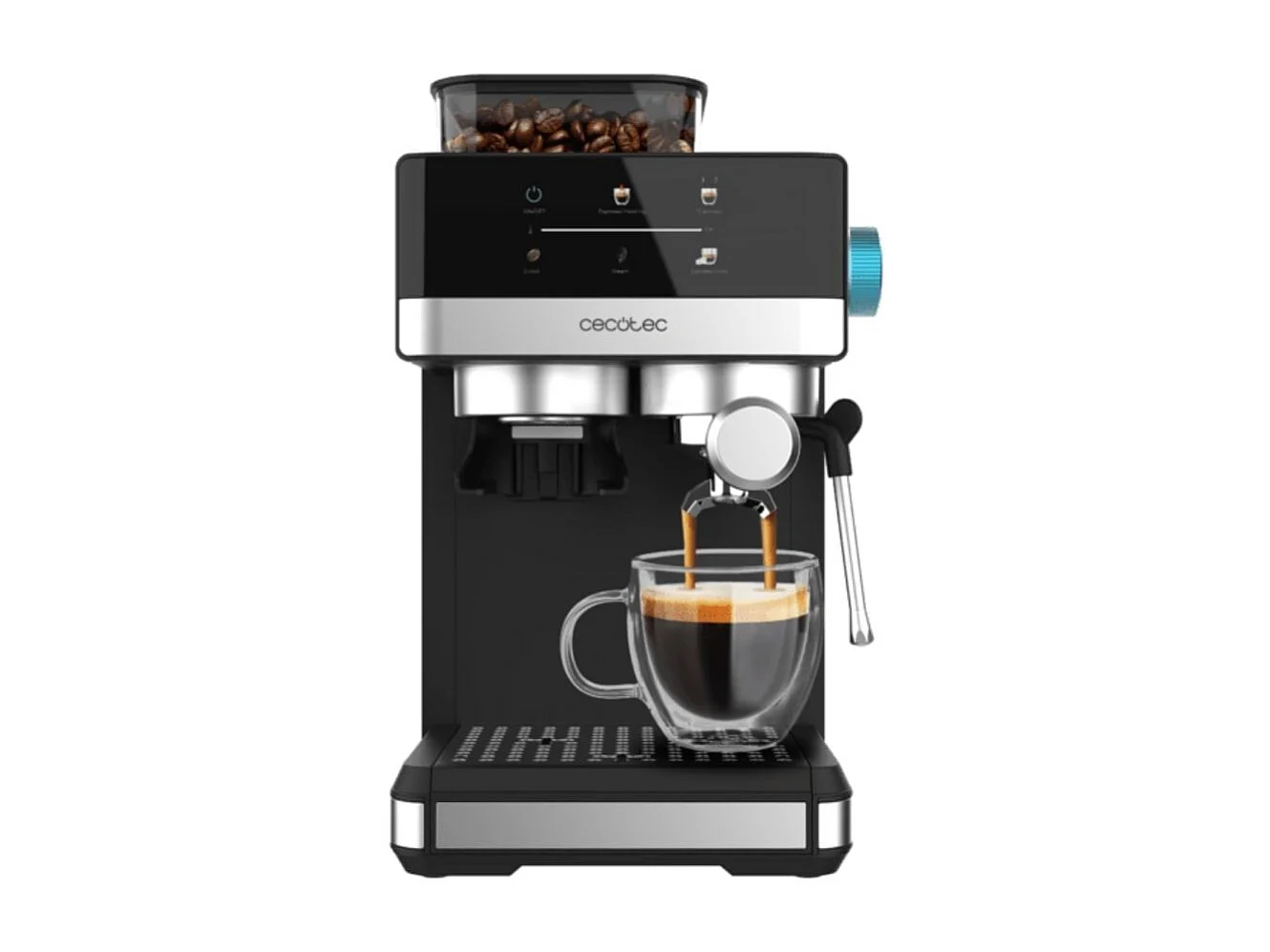 Cafetera Espresso Cecotec Power Espresso 20 Grind 1350W 1-2 tazas 1,7L negro