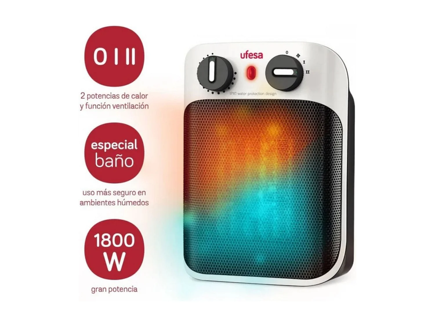 Calefactor cerámico Ufesa CC1800IP 1800W 2 potencias blanco