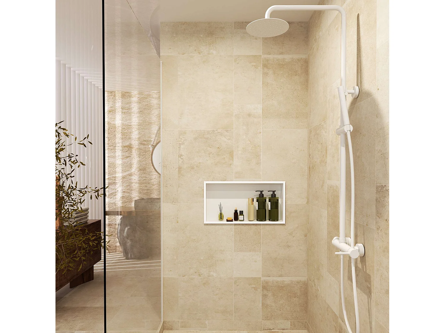 Niche de Douche Mural 63 x 33 cm - Rangement Salle de Bain en finition Niquel Brossé - PACIFIC
