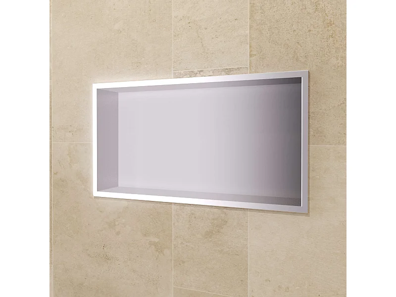 Niche de Douche Mural 63 x 33 cm - Rangement Salle de Bain en finition Niquel Brossé - PACIFIC