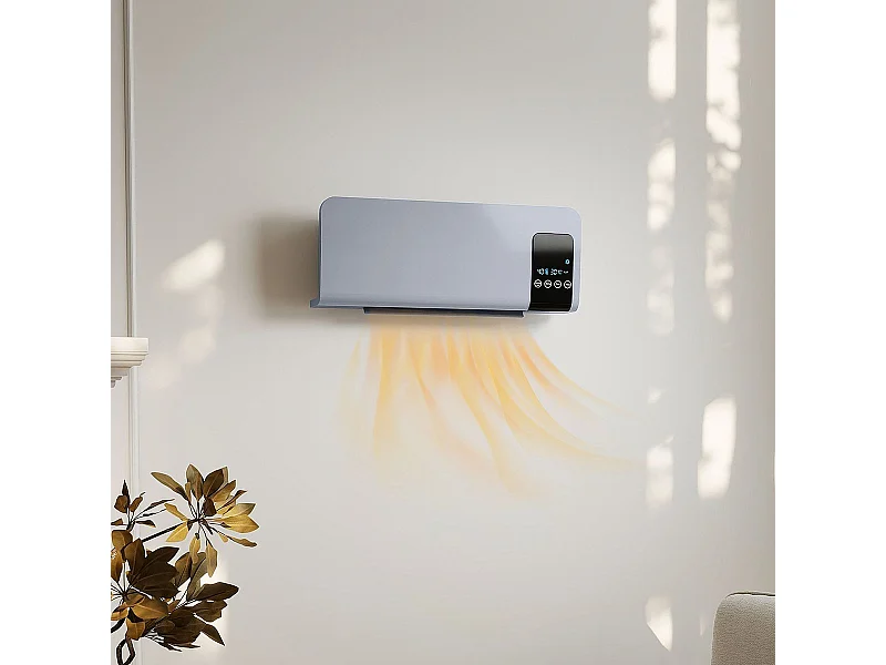 Calefactor de pared Homcom 2000W con pantalla LED gris 21,5x54,5x12 cm