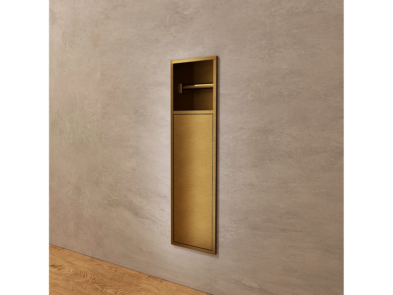 Niche de WC 17 x 60 cm - Rangement Mural Encastrable en finition Or Brossé - EGEAN