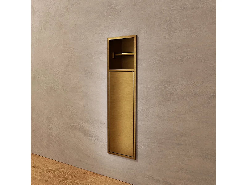 Niche de WC 17 x 60 cm - Rangement Mural Encastrable en finition Or Brossé - EGEAN