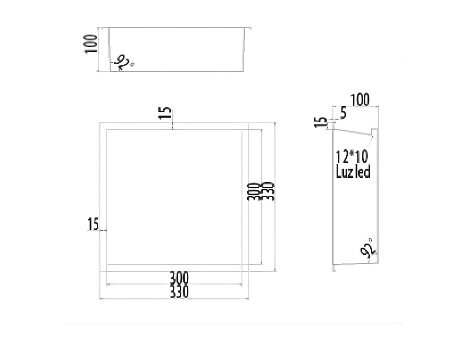Niche de Douche Mural Éclairage Led 33 x 33 cm - Rangement Salle de Bain en finition Noir Mat - INDIC