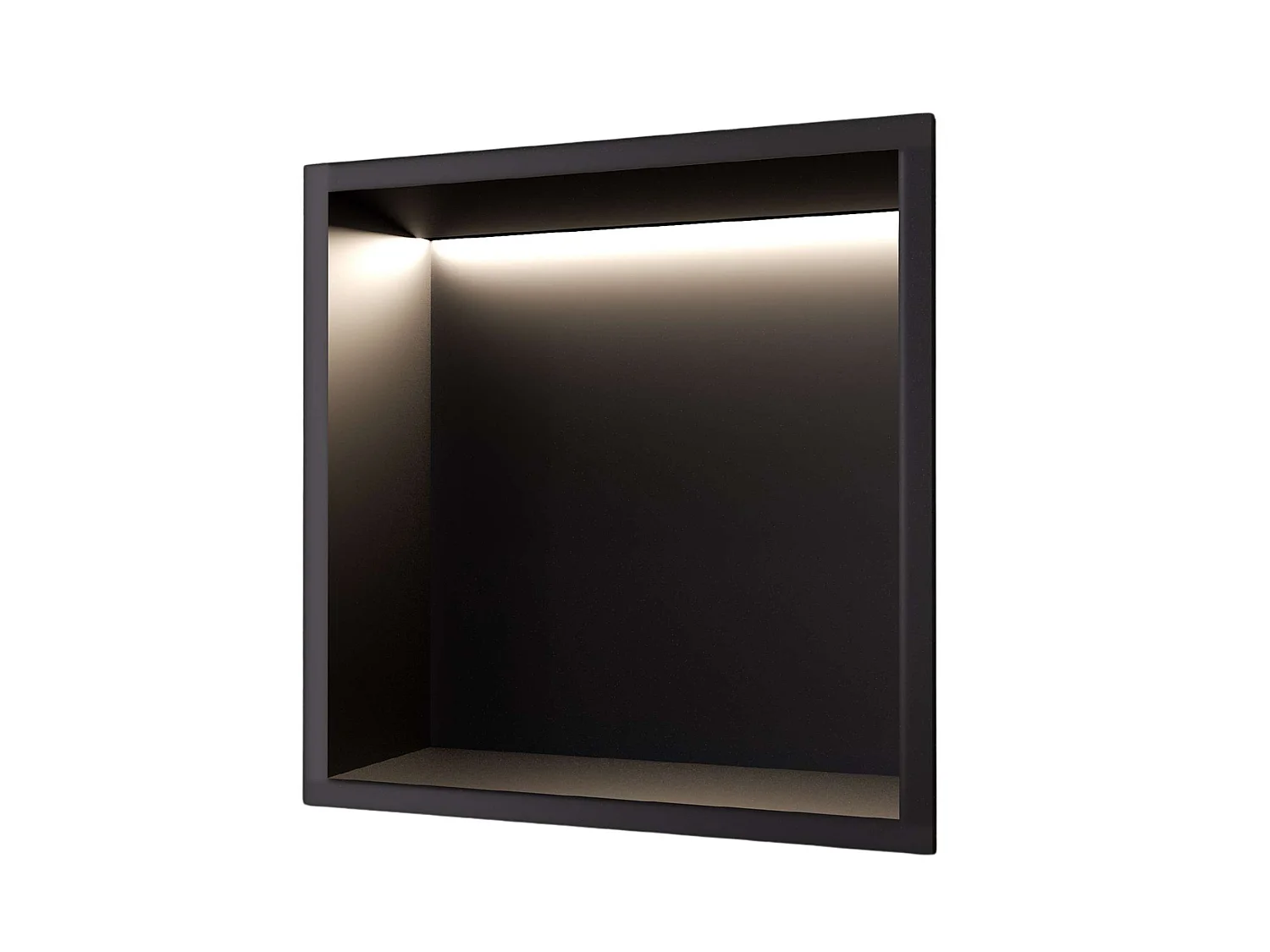 Niche de Douche Mural Éclairage Led 33 x 33 cm - Rangement Salle de Bain en finition Noir Mat - INDIC