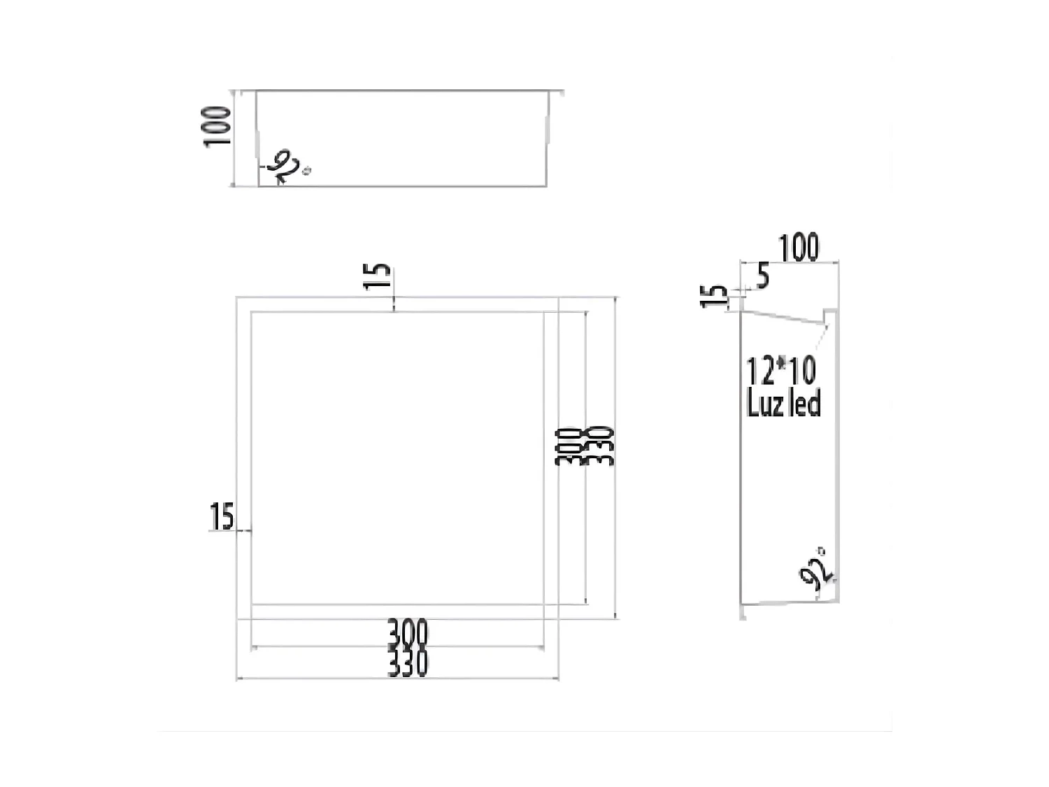 Niche de Douche Mural Éclairage Led 33 x 33 cm - Rangement Salle de Bain en finition Noir Mat - INDIC