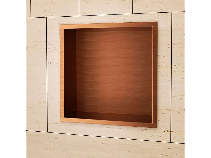 Niche de Douche Mural 33 x 33 cm - Rangement Salle de Bain en finition Cuivré - ATLANTIC