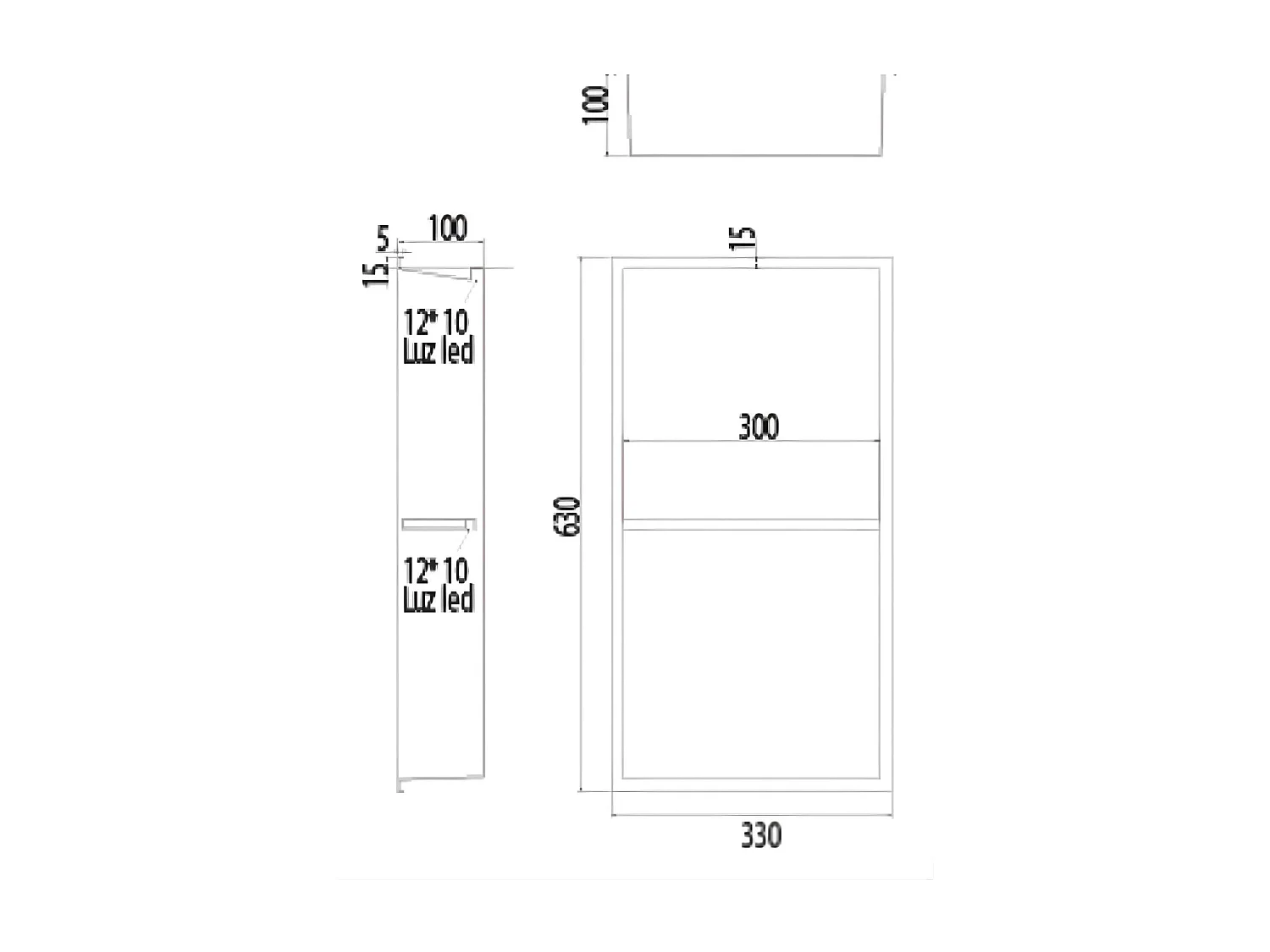Niche de Douche Mural Éclairage Led 33 x 63 cm - Rangement Salle de Bain en finition Or Brossé - MARSHALL
