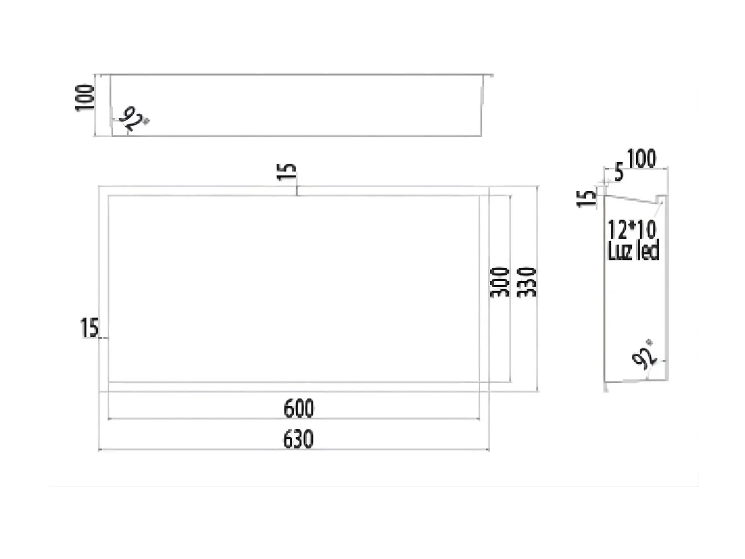 Niche de Douche Mural Éclairage Led 63 x 33 cm - Rangement Salle de Bain en finition Noir Métal - OCEANIC