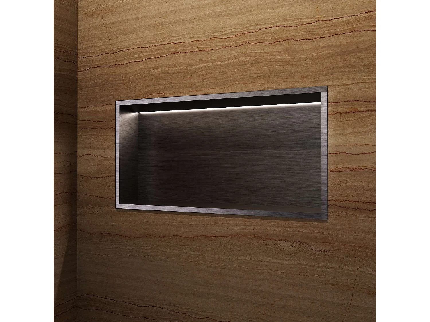 Niche de Douche Mural Éclairage Led 63 x 33 cm - Rangement Salle de Bain en finition Noir Métal - OCEANIC