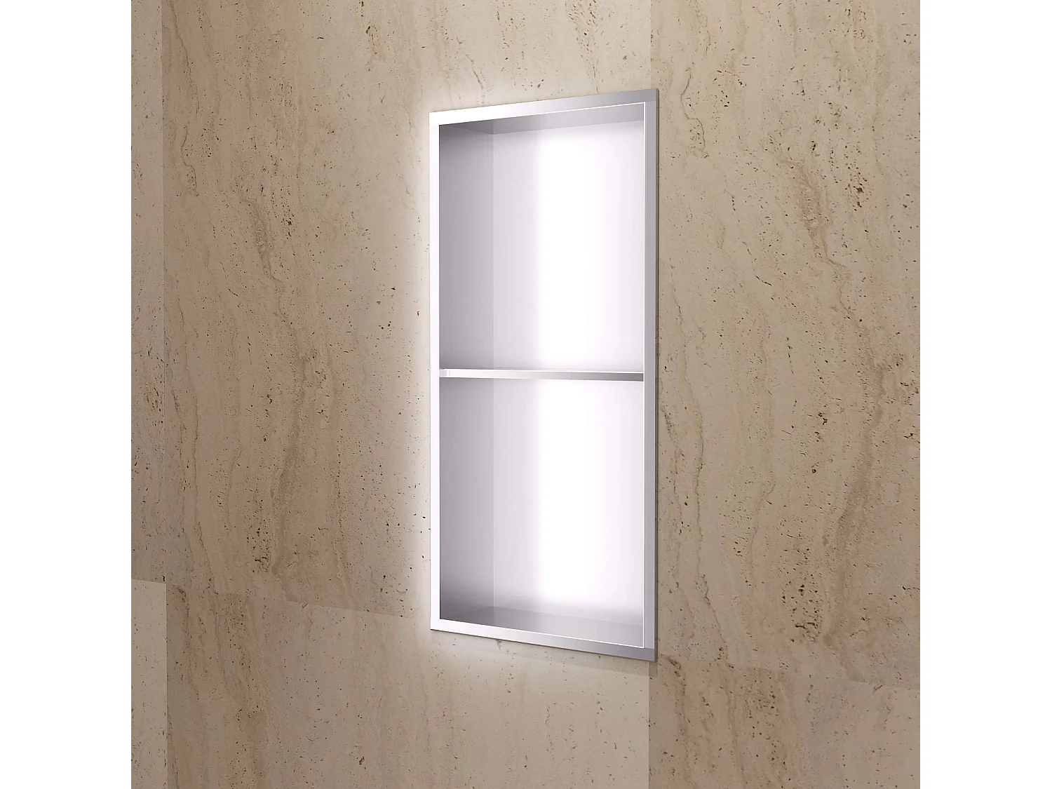 Niche de Douche Mural 33 x 63 cm - Rangement Salle de Bain en finition Niquel Brossé - ARTIC