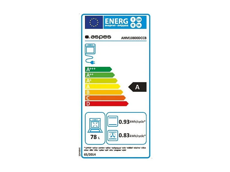 Horno multifunción Aspes AHM10800DCCB 3100W 78L 10 programas blanco A 59,5 cm