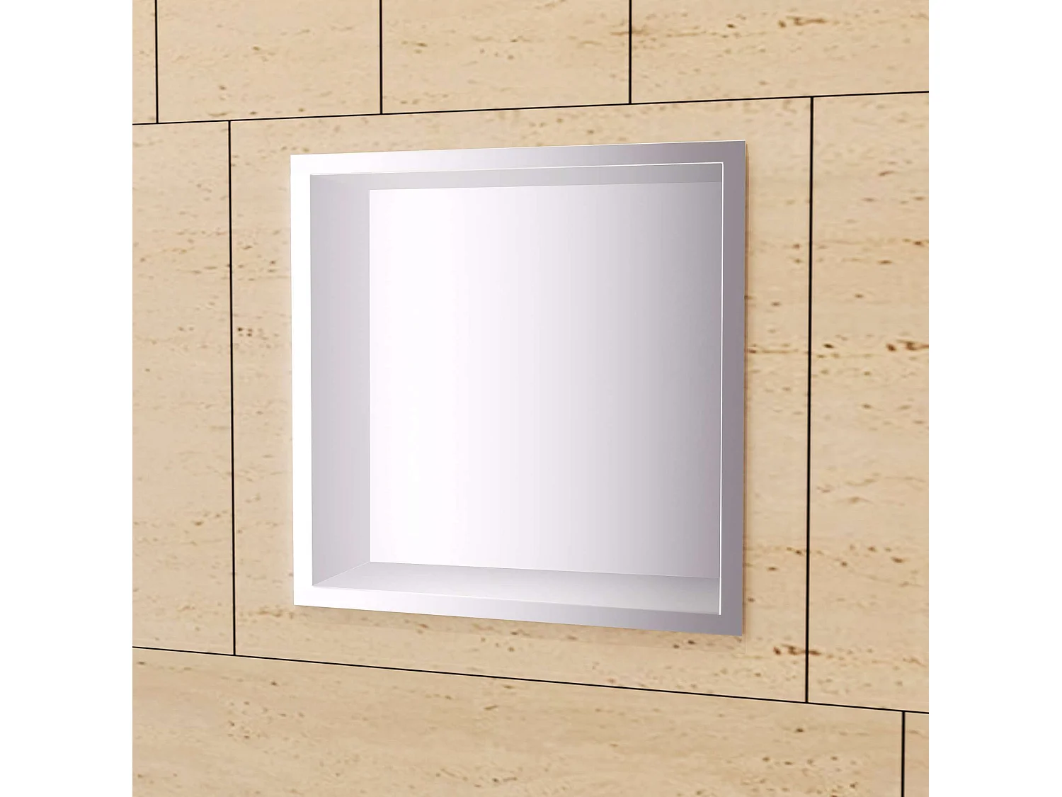 Niche de Douche Mural 33 x 33 cm - Rangement Salle de Bain en finition Niquel Brossé - ATLANTIC