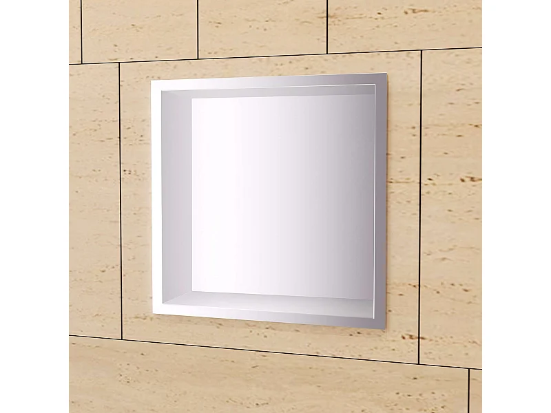 Niche de Douche Mural 33 x 33 cm - Rangement Salle de Bain en finition Niquel Brossé - ATLANTIC