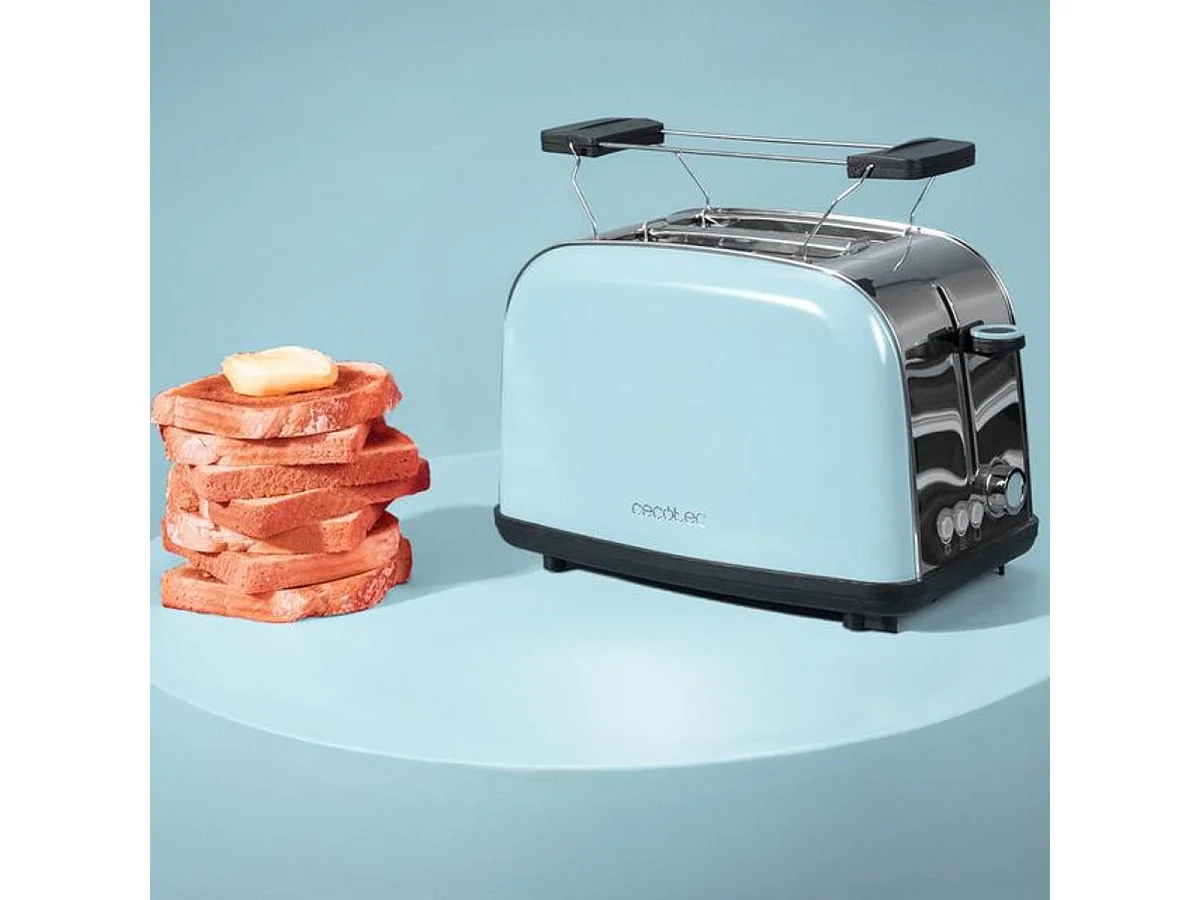 Tostador Cecotec Toastin'Time 850W 2 ranuras + varillas superiores 7 niveles azul
