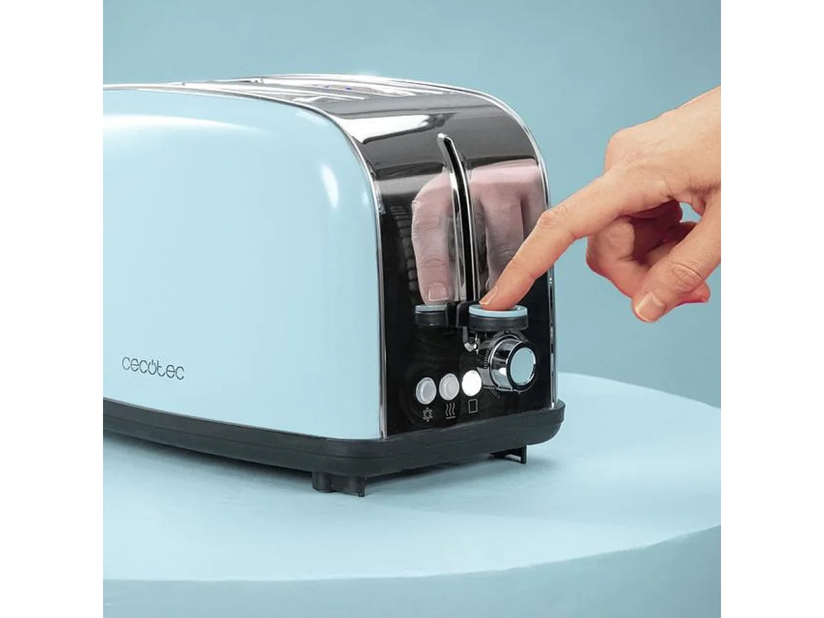 Tostador Cecotec Toastin'Time 850W 2 ranuras + varillas superiores 7 niveles azul