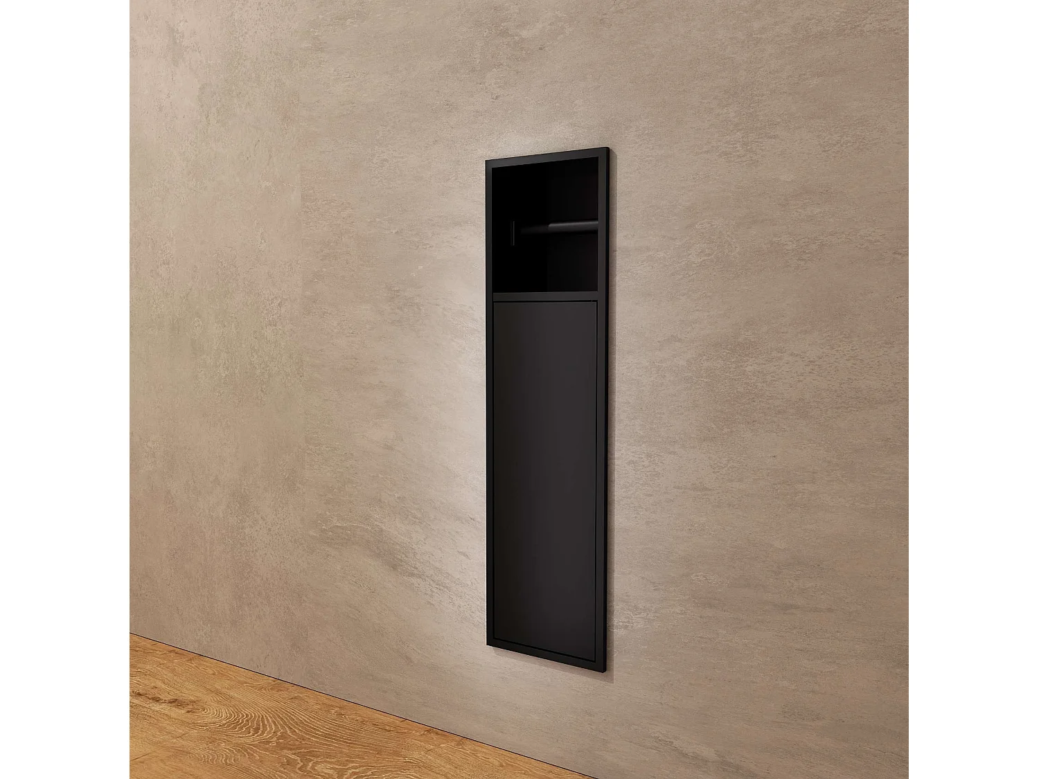 Niche de WC 17 x 60 cm - Rangement Mural Encastrable en finition Noir Mat - EGEAN