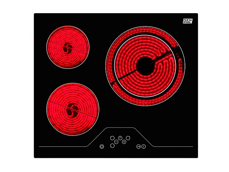 Vitrocerámica New Pol NWVT3Z 3 zonas control táctil negro 59 cm