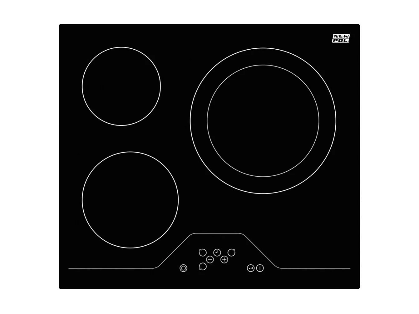 Vitrocerámica New Pol NWVT3Z 3 zonas control táctil negro 59 cm