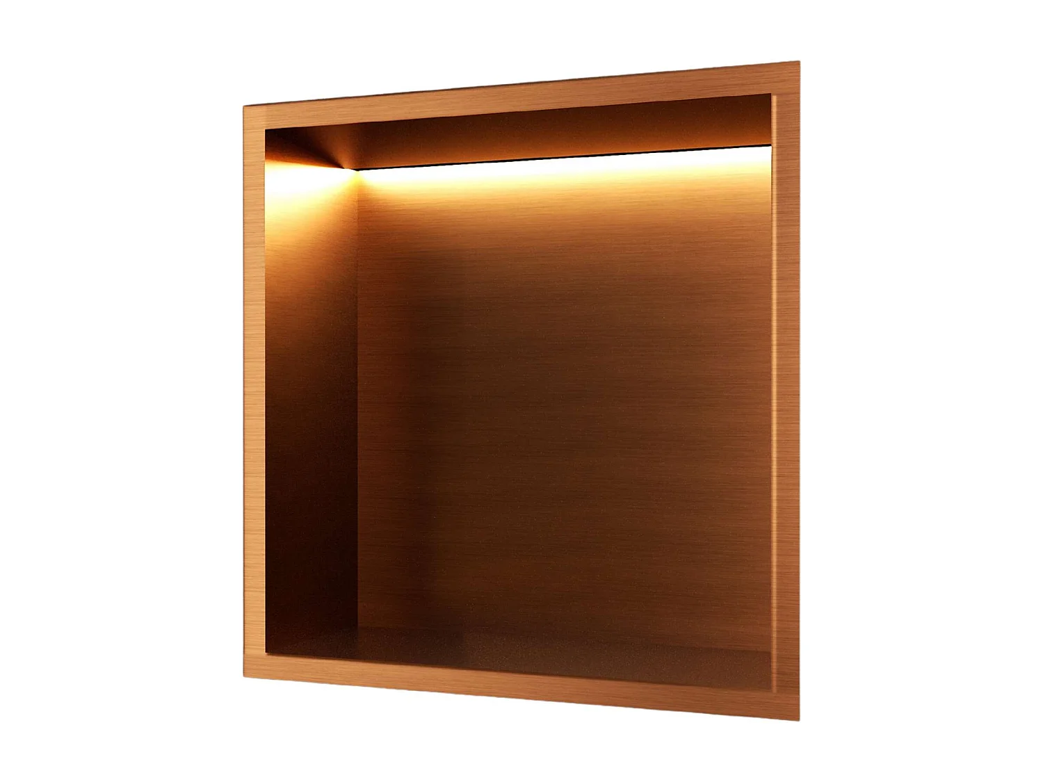 Niche de Douche Mural Éclairage Led 33 x 33 cm - Rangement Salle de Bain en finition Cuivré - INDIC