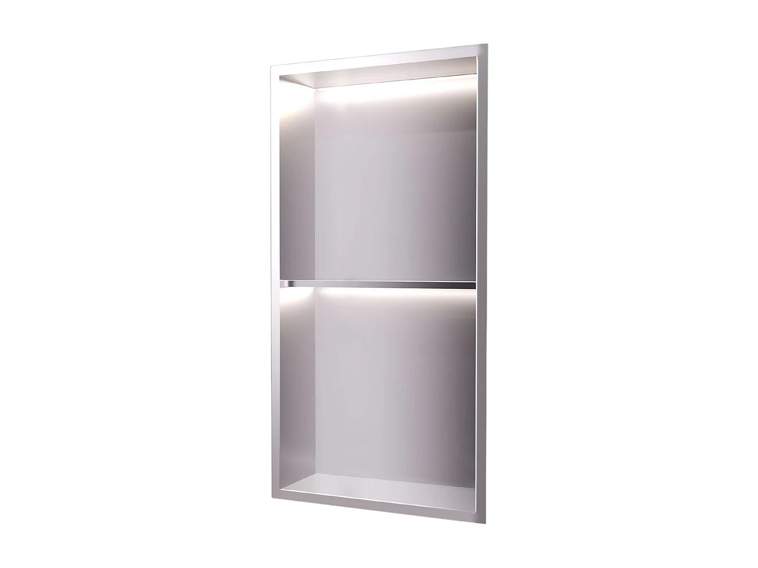 Niche de Douche Mural Éclairage Led 33 x 63 cm - Rangement Salle de Bain en finition Niquel Brossé - MARSHALL