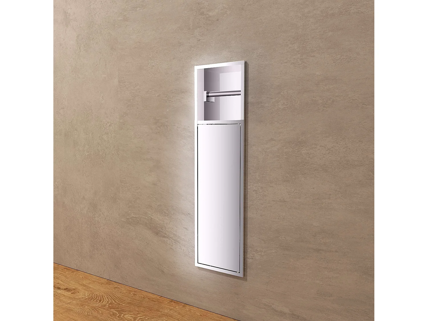 Niche de WC 17 x 60 cm - Rangement Mural Encastrable en finition Niquel Brossé - EGEAN