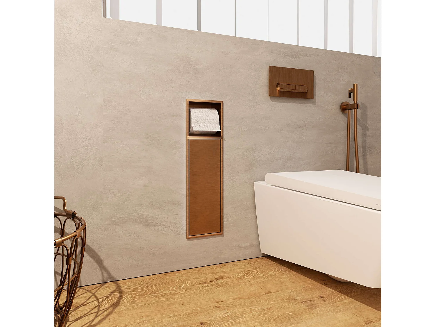 Niche de WC 17 x 60 cm - Rangement Mural Encastrable en finition Niquel Brossé - EGEAN