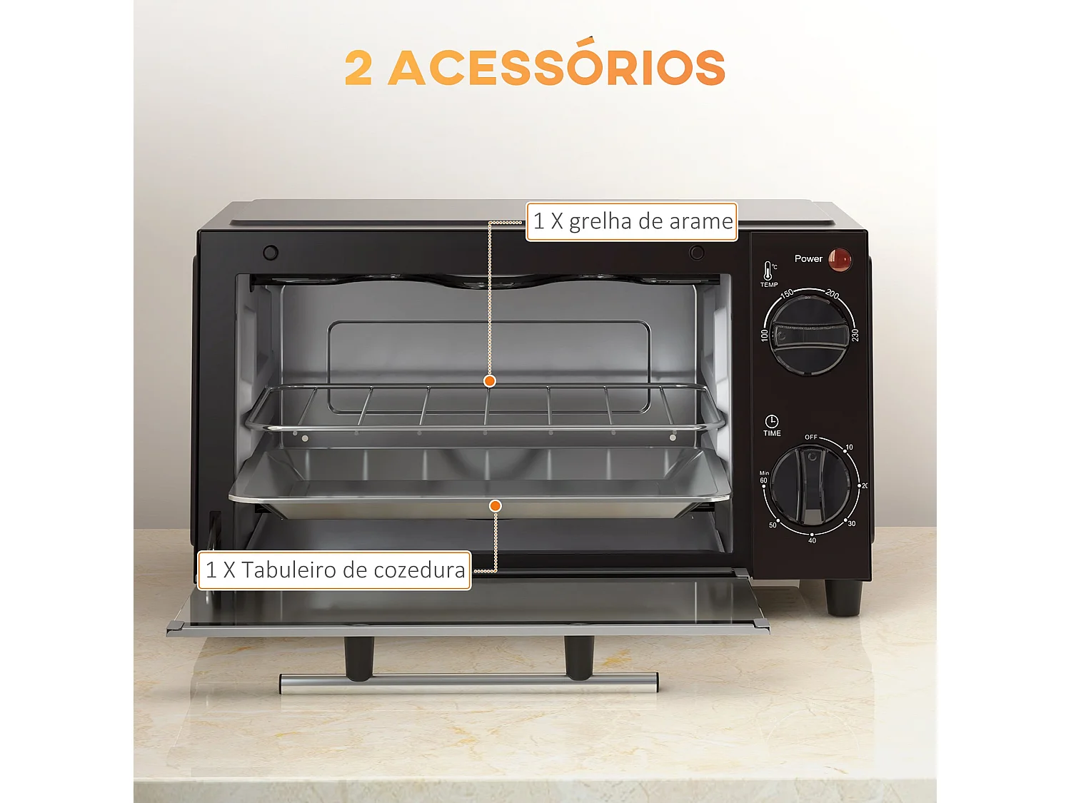 Mini Forno Elétrico de Bancada 9L com 750W - Eficiente e Compacto