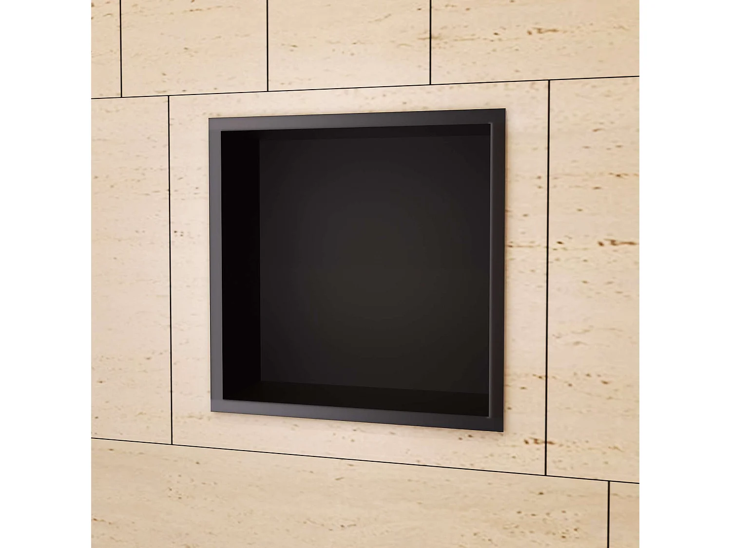 Niche de Douche Mural 33 x 33 cm - Rangement Salle de Bain en finition Noir Mat - ATLANTIC