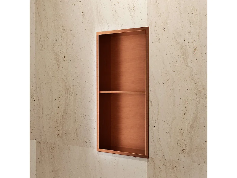 Niche de Douche Mural 33 x 63 cm - Rangement Salle de Bain en finition Cuivré - ARTIC