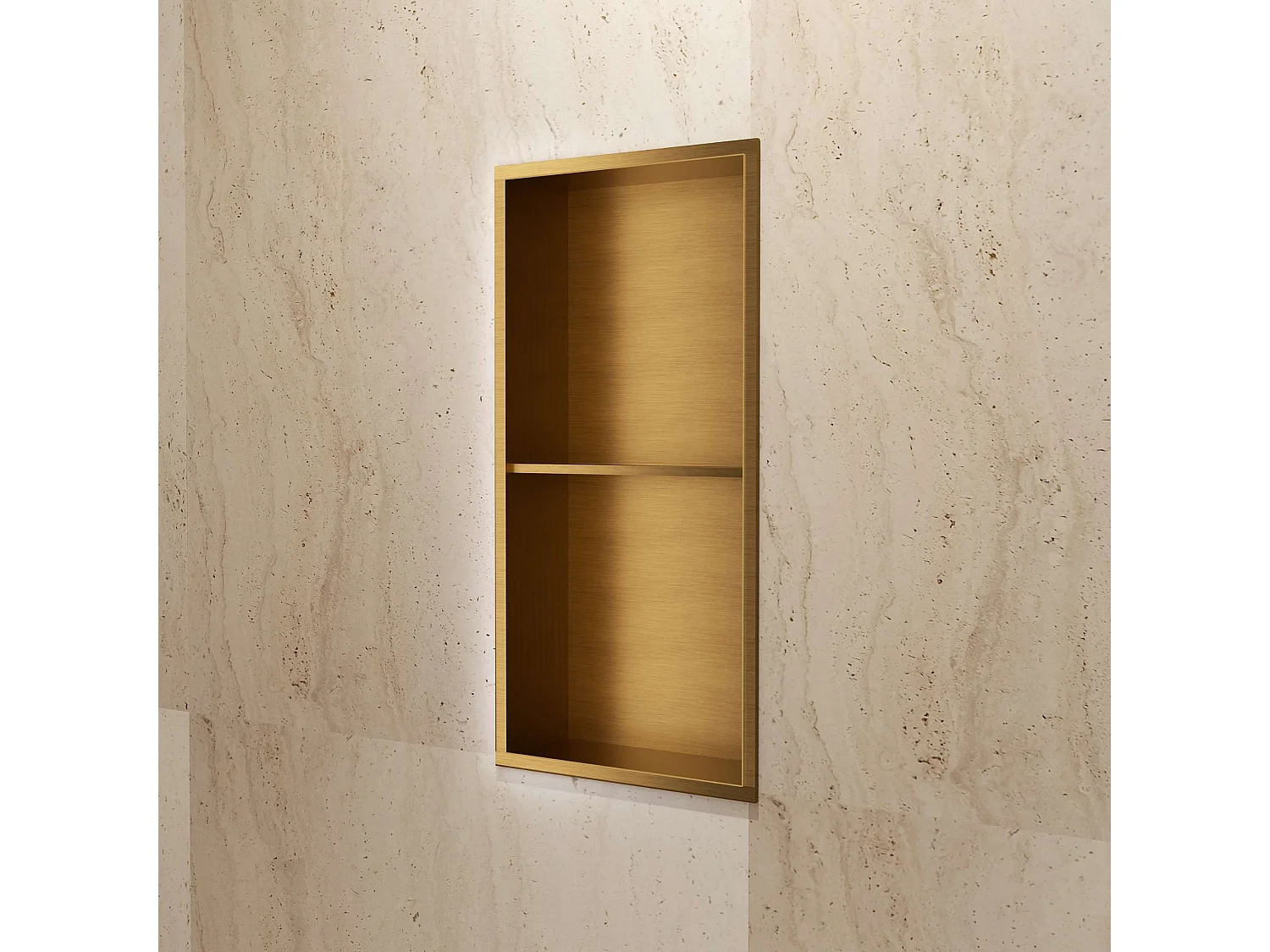 Niche de Douche Mural 33 x 63 cm - Rangement Salle de Bain en finition Or Brossé - ARTIC