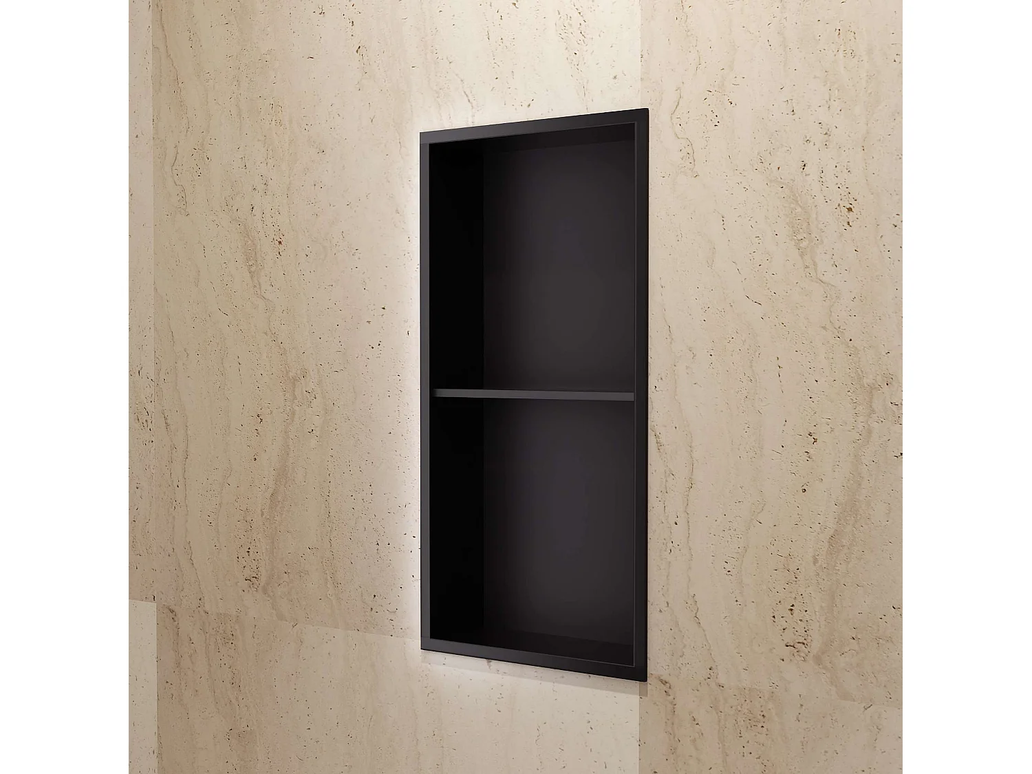 Niche de Douche Mural 33 x 63 cm - Rangement Salle de Bain en finition Noir Mat - ARTIC