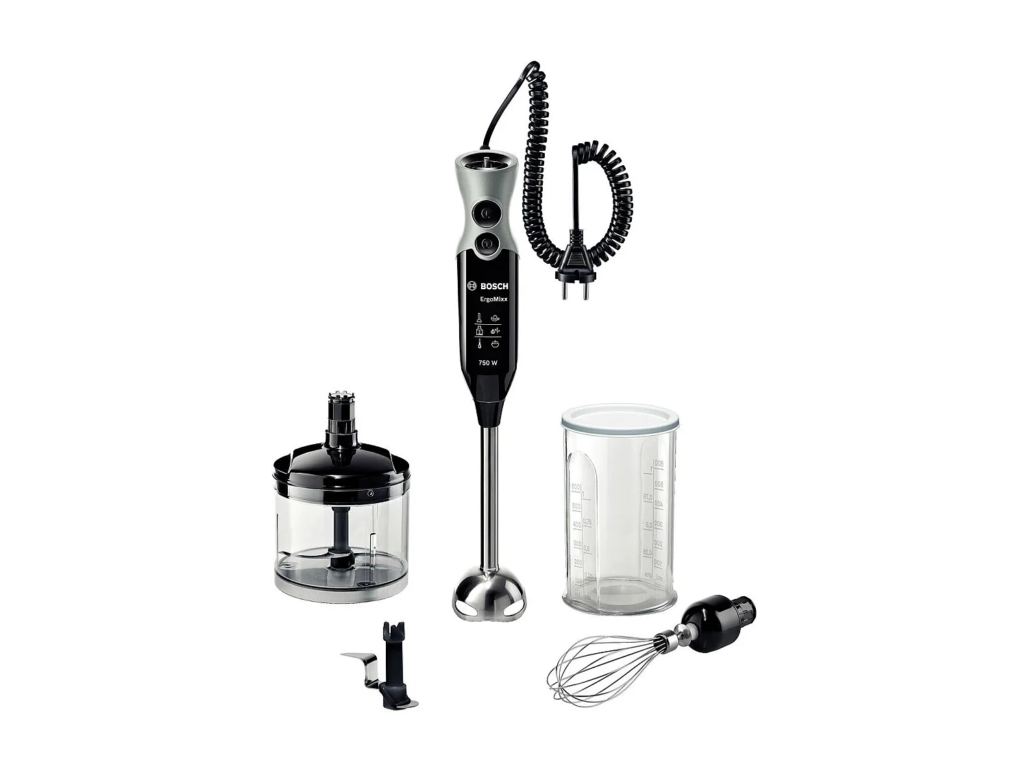 Batidora Bosch Ergomixx Negra 750W 12 velocidades picador + vaso mezclador con tapa