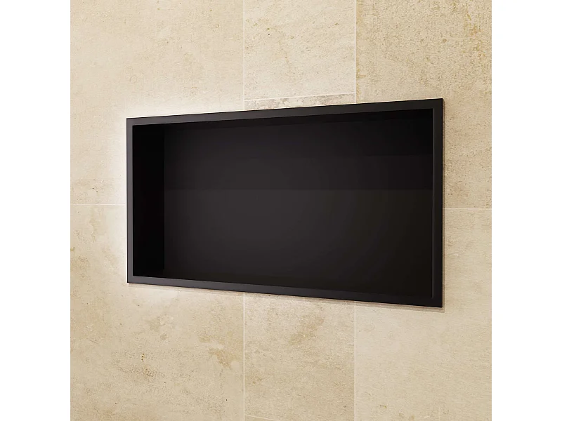 Niche de Douche Mural 63 x 33 cm - Rangement Salle de Bain en finition Noir Mat - PACIFIC