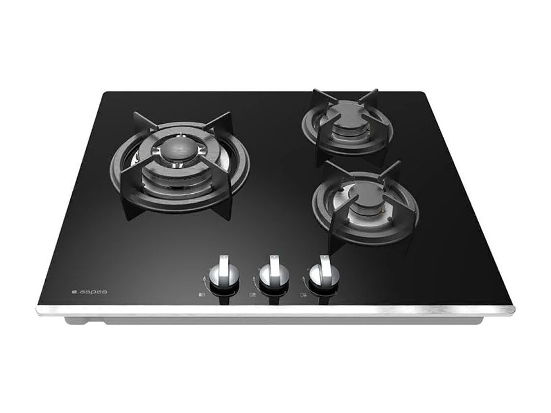 Placa de gas AGW3601N Aspes 6050W 3 fuegos negro 60 cm