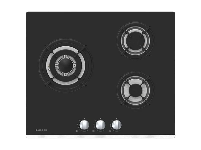 Placa de gas AGW3601N Aspes 6050W 3 fuegos negro 60 cm