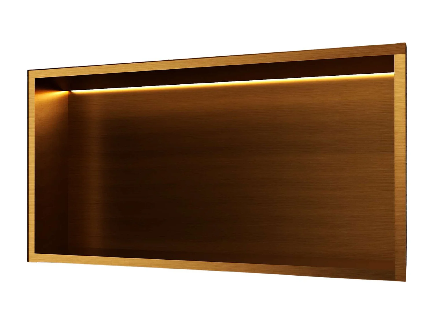 Niche de Douche Mural Éclairage Led 63 x 33 cm - Rangement Salle de Bain en finition Or Brossé - OCEANIC