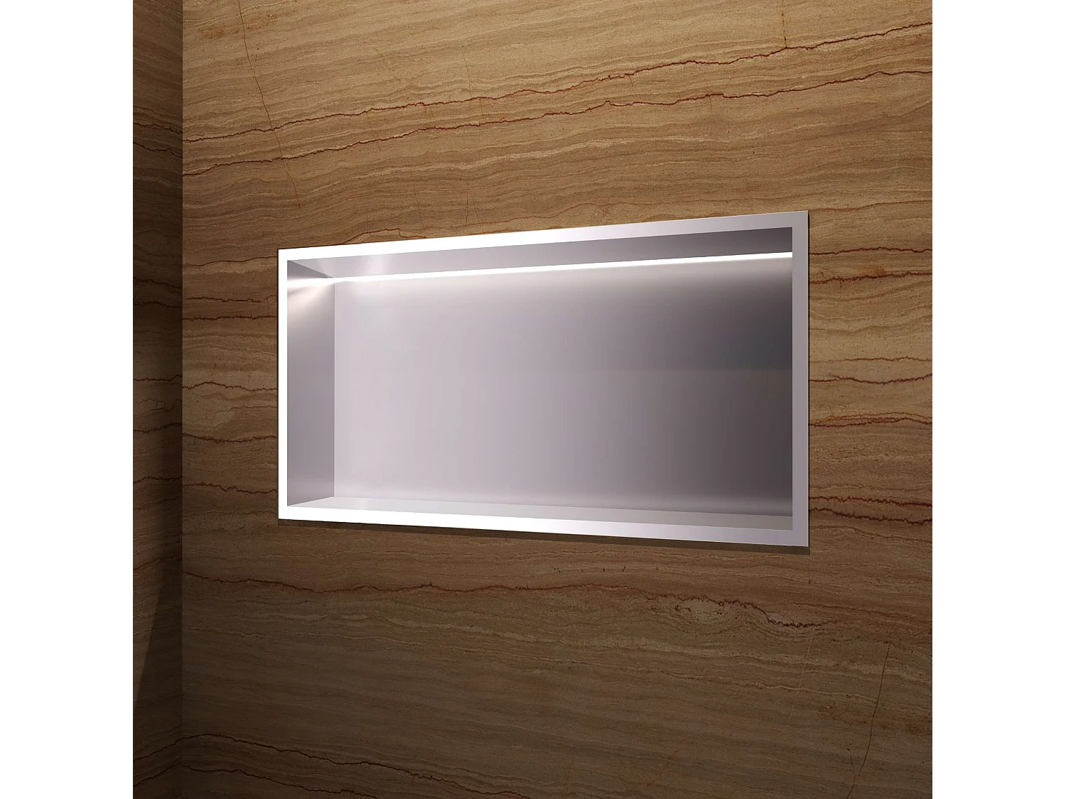 Niche de Douche Mural Éclairage Led 63 x 33 cm - Rangement Salle de Bain en finition Niquel Brossé - OCEANIC