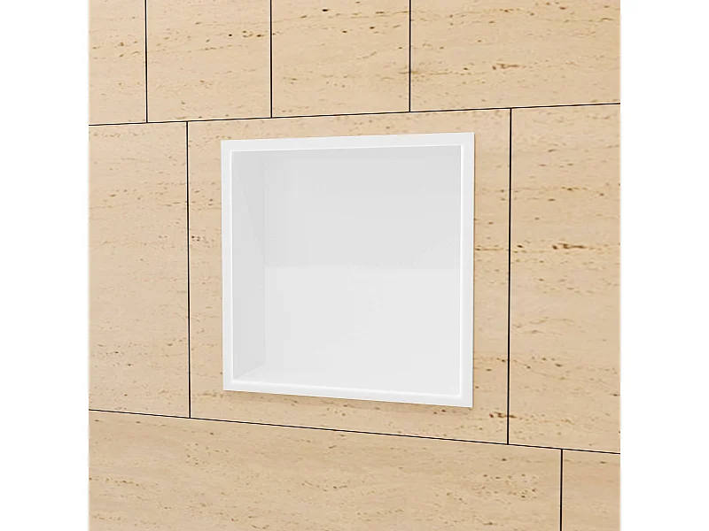 Niche de Douche Mural 33 x 33 cm - Rangement Salle de Bain en finition Blanc Satiné - ATLANTIC