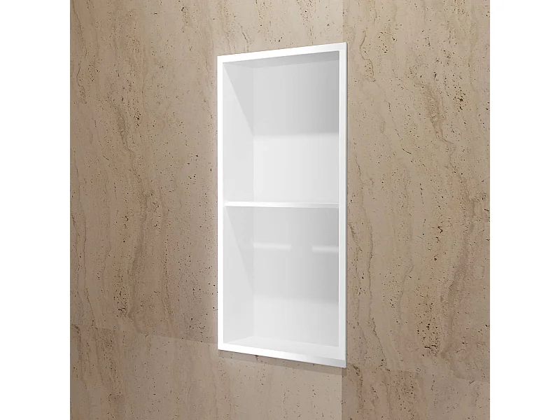 Niche de Douche Mural 33 x 63 cm - Rangement Salle de Bain en finition Blanc Satiné - ARTIC