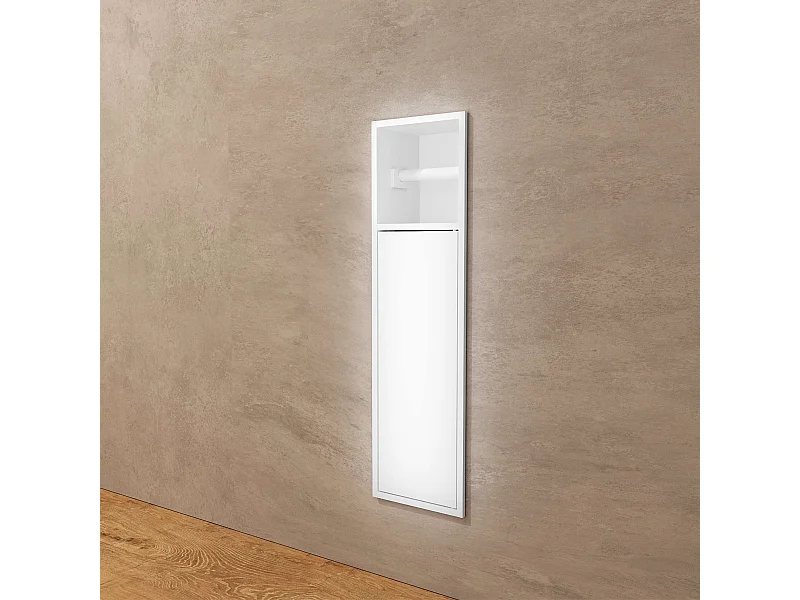 Niche de WC 17 x 60 cm - Rangement Mural Encastrable en finition Blanc Satiné - EGEAN