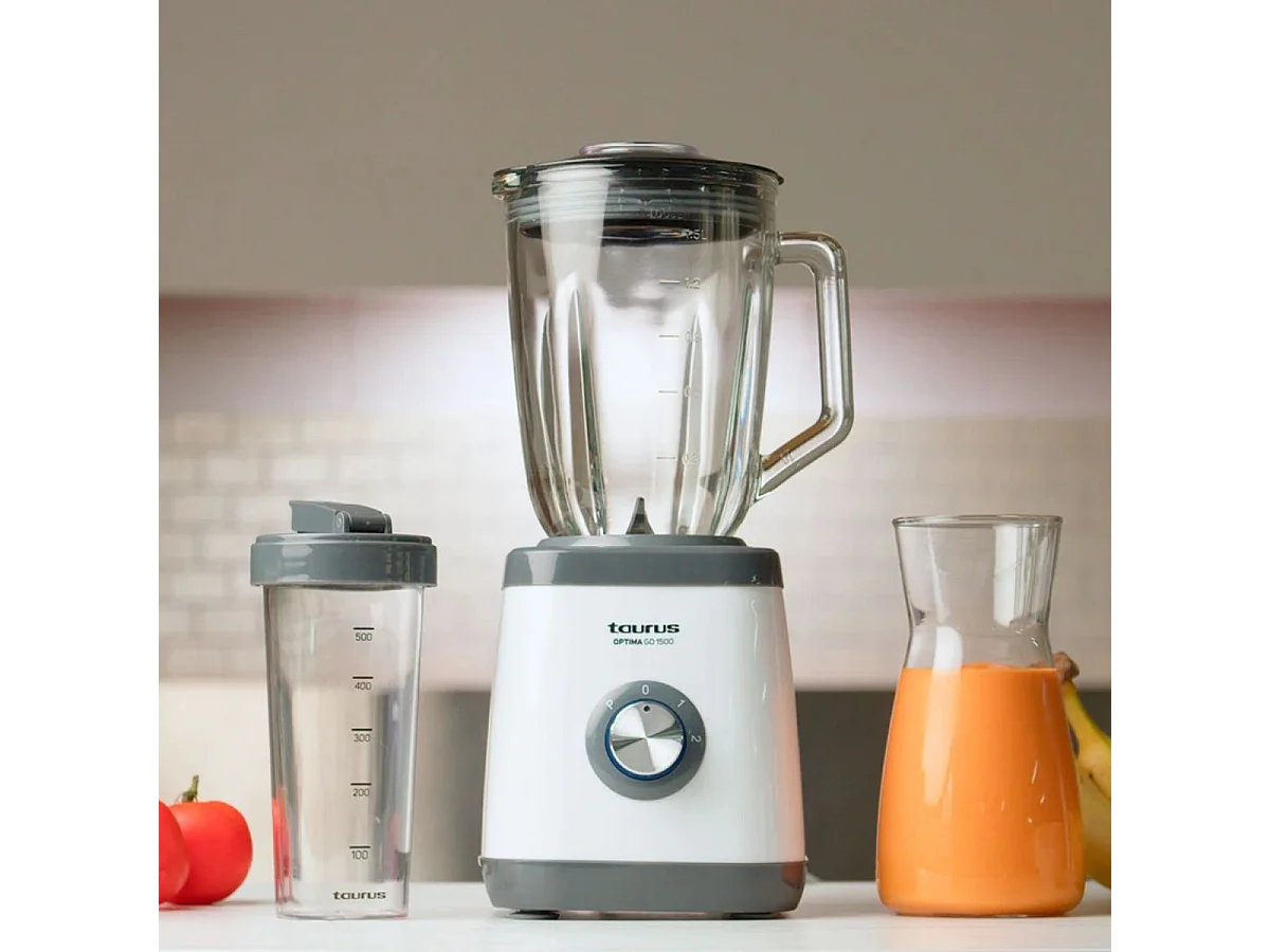 Batidora de vaso Taurus Optima Go 1500W con vaso portátil 1,5L negro