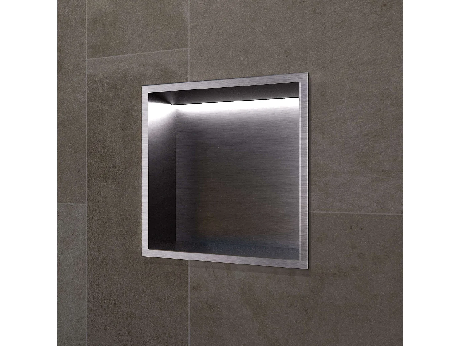 Niche de Douche Mural Éclairage Led 33 x 33 cm - Rangement Salle de Bain en finition Noir Métal - INDIC